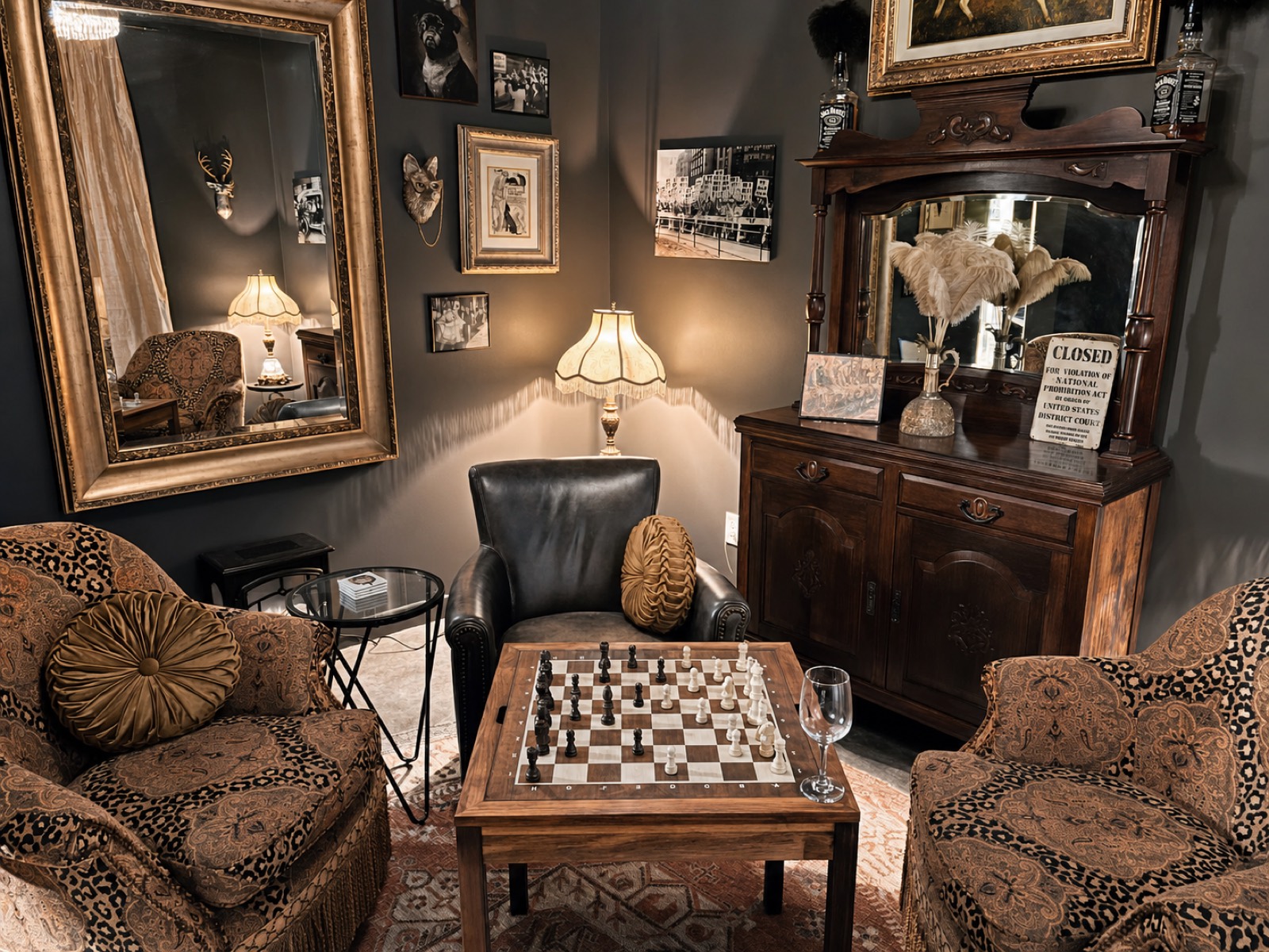 Hidden 1930s-style speakeasy lounge