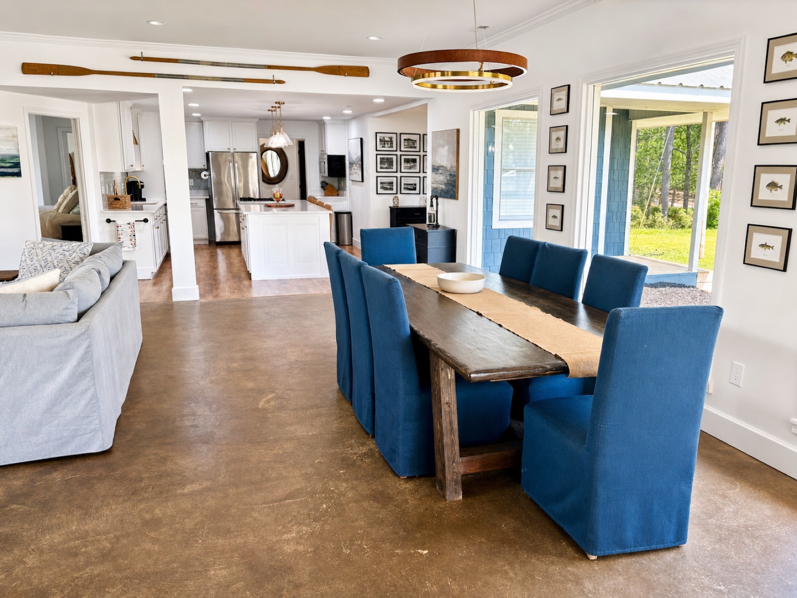 Open dining and living space